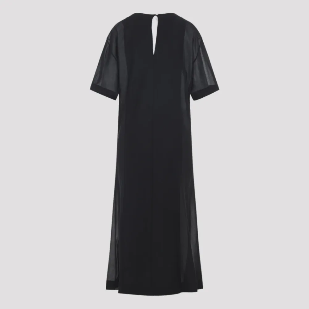 Kjoler^Carven Sheer Draped Midi Dress Sort