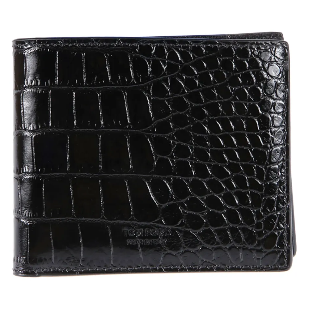 Punge & Kortholder^Tom Ford Shiny Printed Croc Exotic T Line Wallet Sort