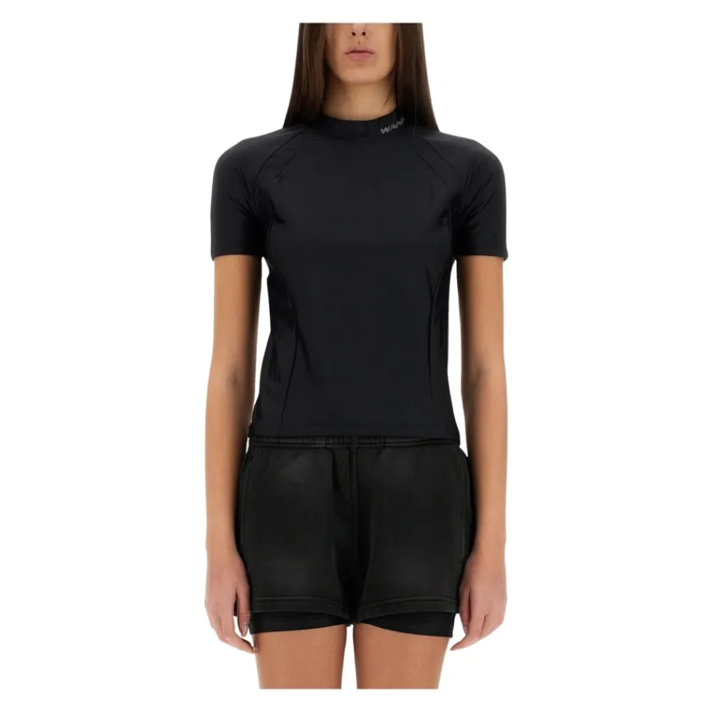 T-Shirts & Toppe<Alexander Wang Short Sleeve Rashguard Top Sort