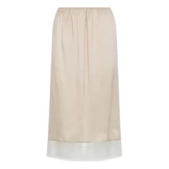 Nederdele^Carven Silk Pull On Lace Trim Skirt Beige