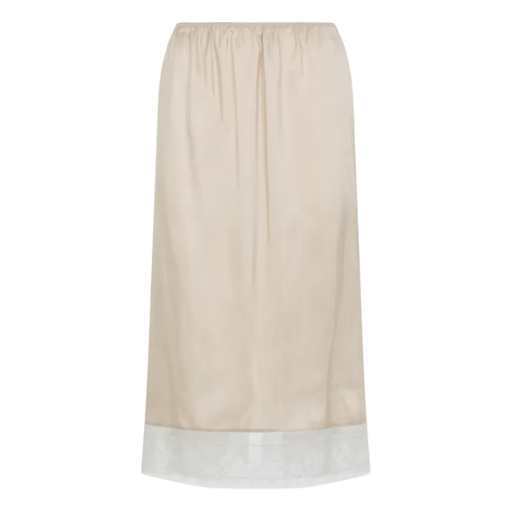 Nederdele^Carven Silk Pull On Lace Trim Skirt Beige