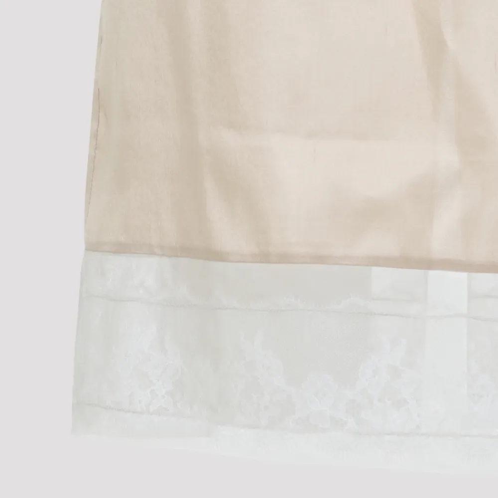 Nederdele^Carven Silk Pull On Lace Trim Skirt Beige