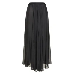 Nederdele<Forte Forte Silke Chiffon Lang Nederdel Sort