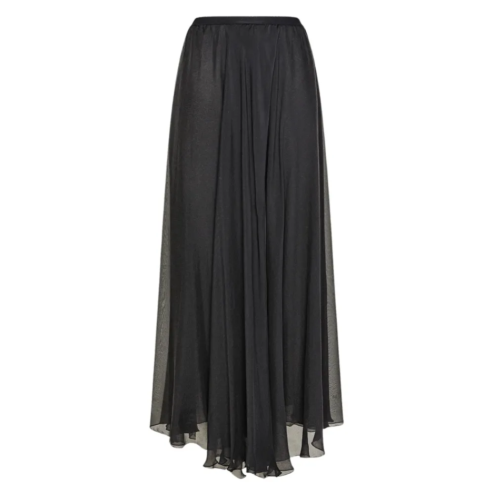 Nederdele<Forte Forte Silke Chiffon Lang Nederdel Sort