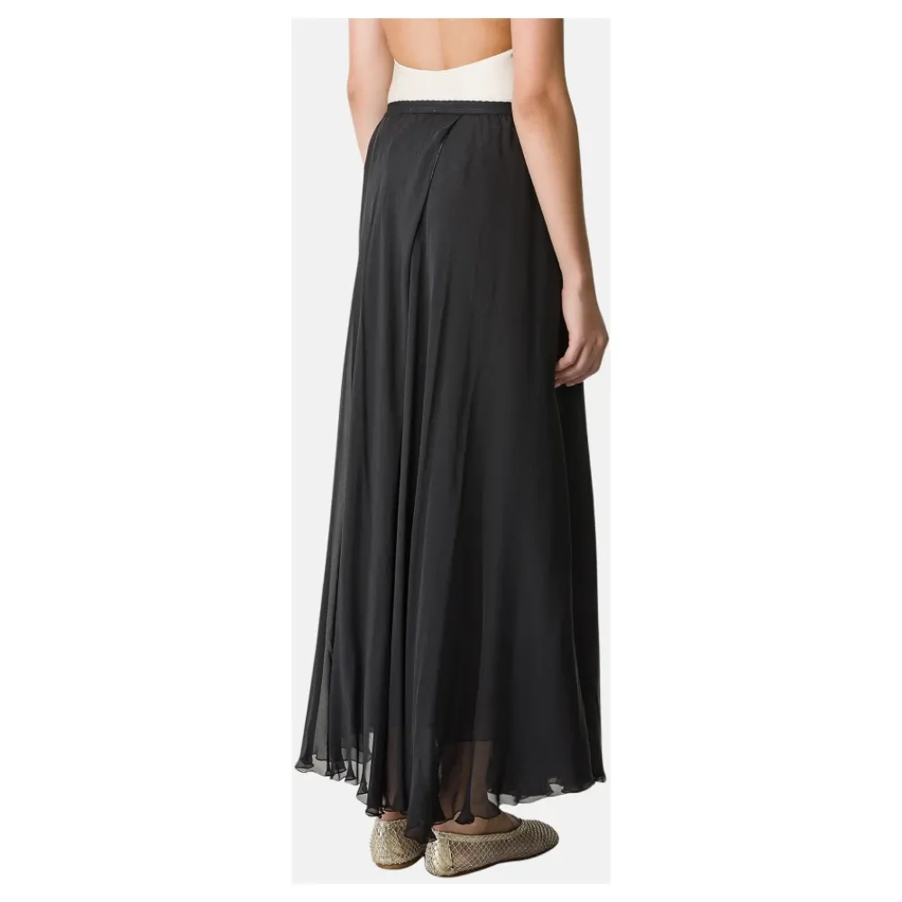 Nederdele<Forte Forte Silke Chiffon Lang Nederdel Sort