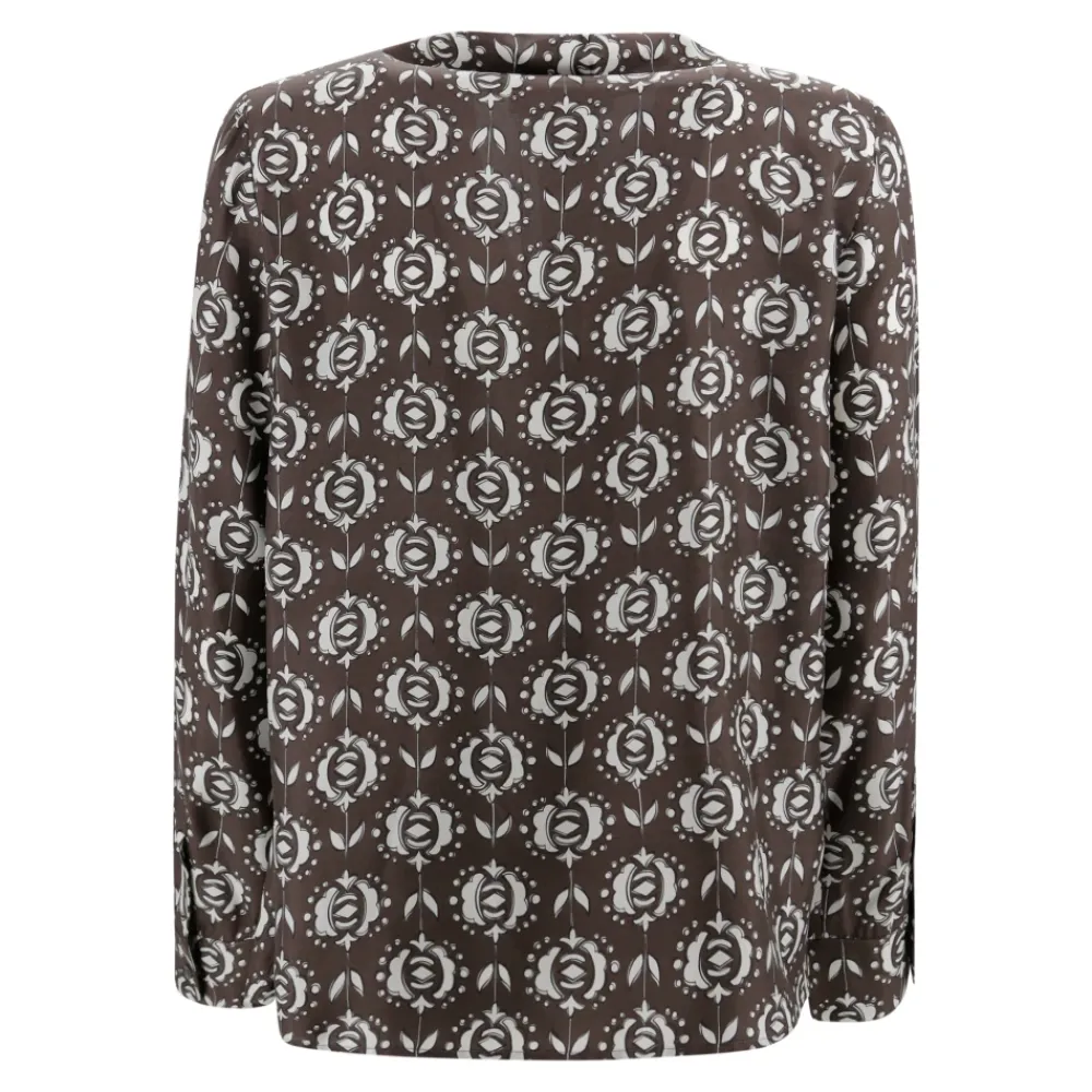 Bluser & Skjorter^Weekend Max Mara Silke Pajama-inspireret Skjorte Brun