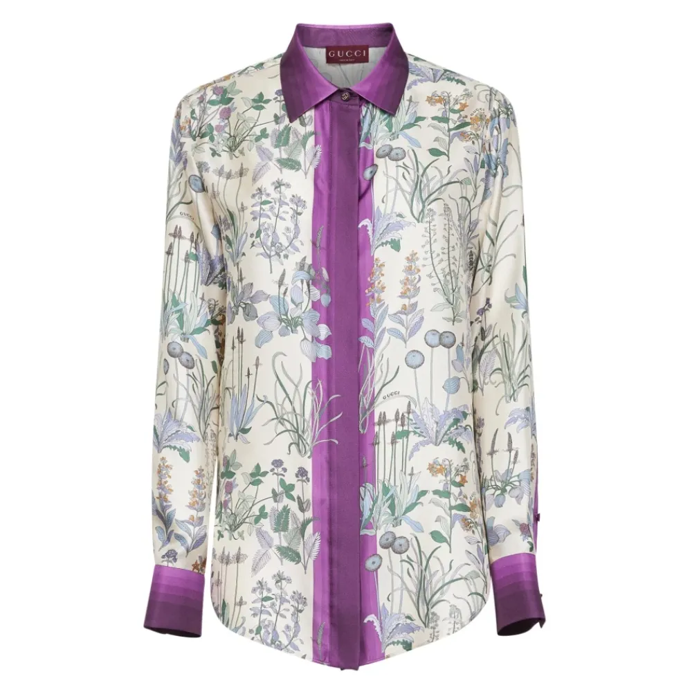Bluser & Skjorter<Gucci Silkeskjorte med print Multifarvet