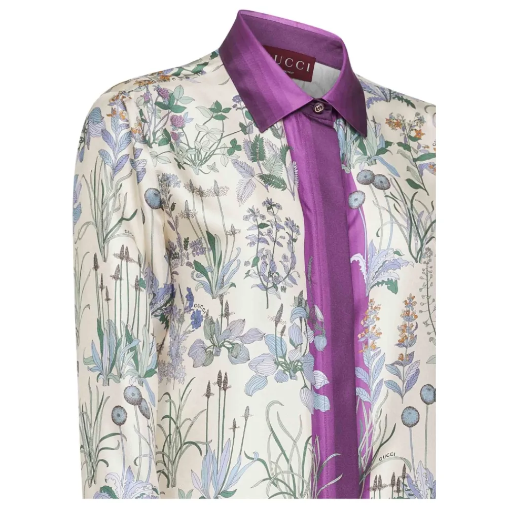 Bluser & Skjorter<Gucci Silkeskjorte med print Multifarvet