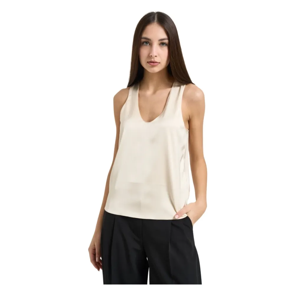 Bluser & Skjorter<Patrizia Pepe Skinnende satinbluse Beige