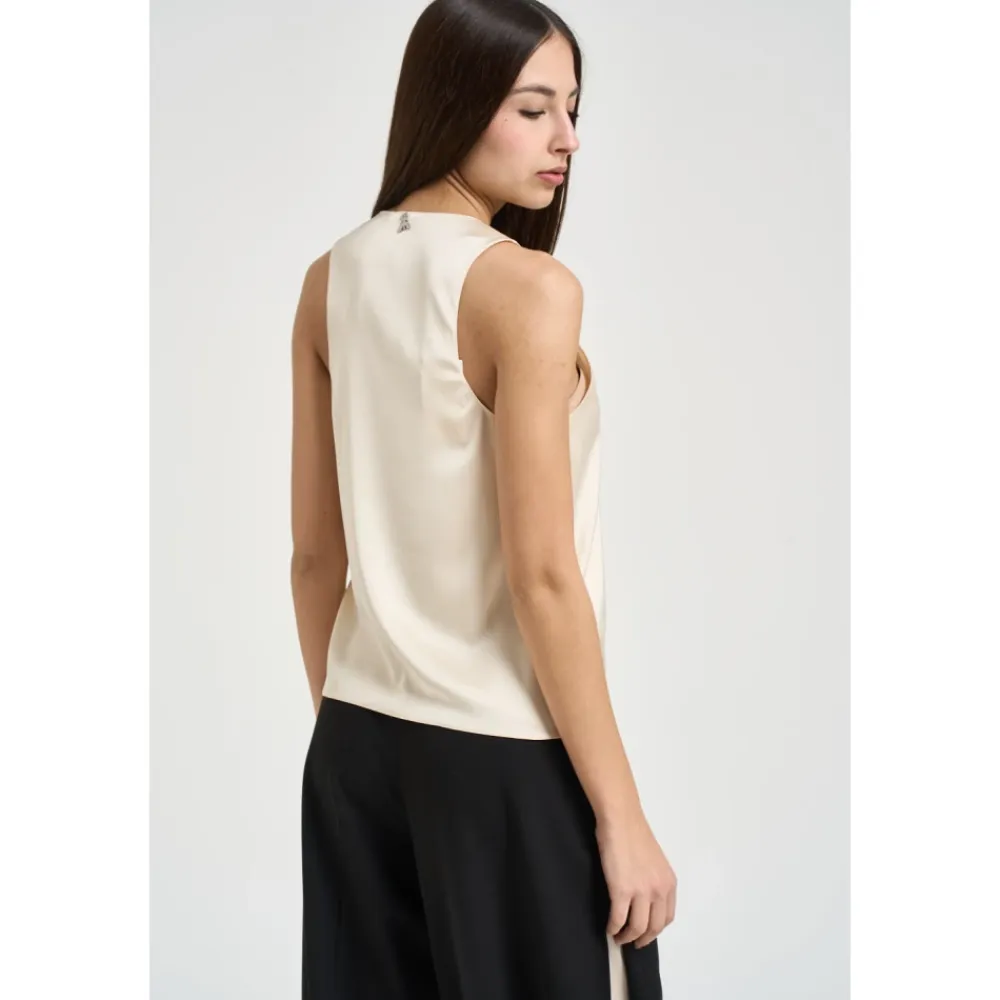 Bluser & Skjorter<Patrizia Pepe Skinnende satinbluse Beige