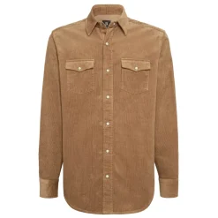 Skjorter<Boggi Milano Skjorte i Blå Fløjl med Regular Fit Brun