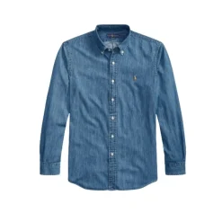 Skjorter<Polo Ralph Lauren Skjorte i denim med skræddersyet pasform Blå