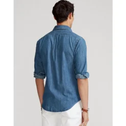 Skjorter<Polo Ralph Lauren Skjorte i denim med skræddersyet pasform Blå