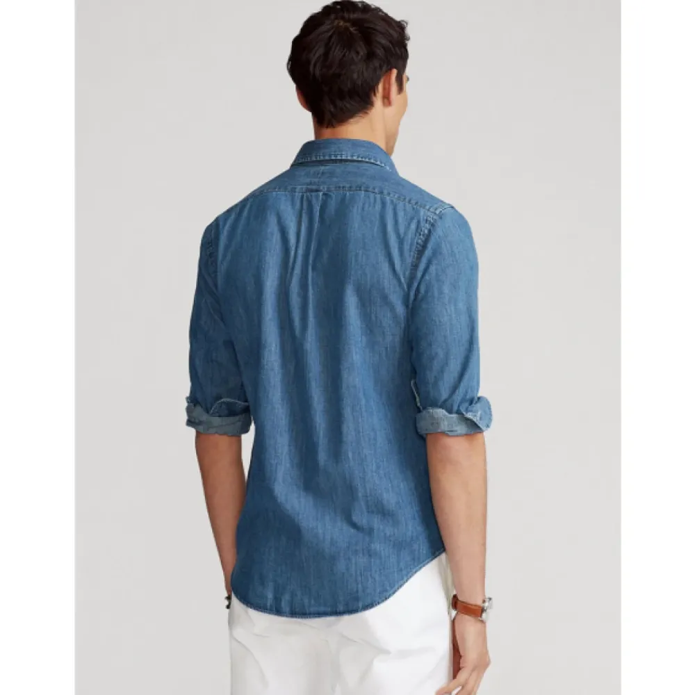 Skjorter<Polo Ralph Lauren Skjorte i denim med skræddersyet pasform Blå