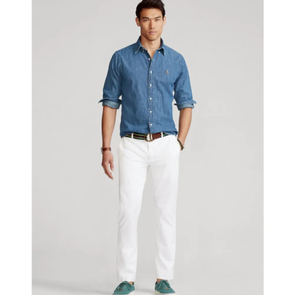 Skjorter<Polo Ralph Lauren Skjorte i denim med skræddersyet pasform Blå