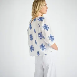 Bluser & Skjorter<Marie Méro Skjorte med broderede blomster Blå