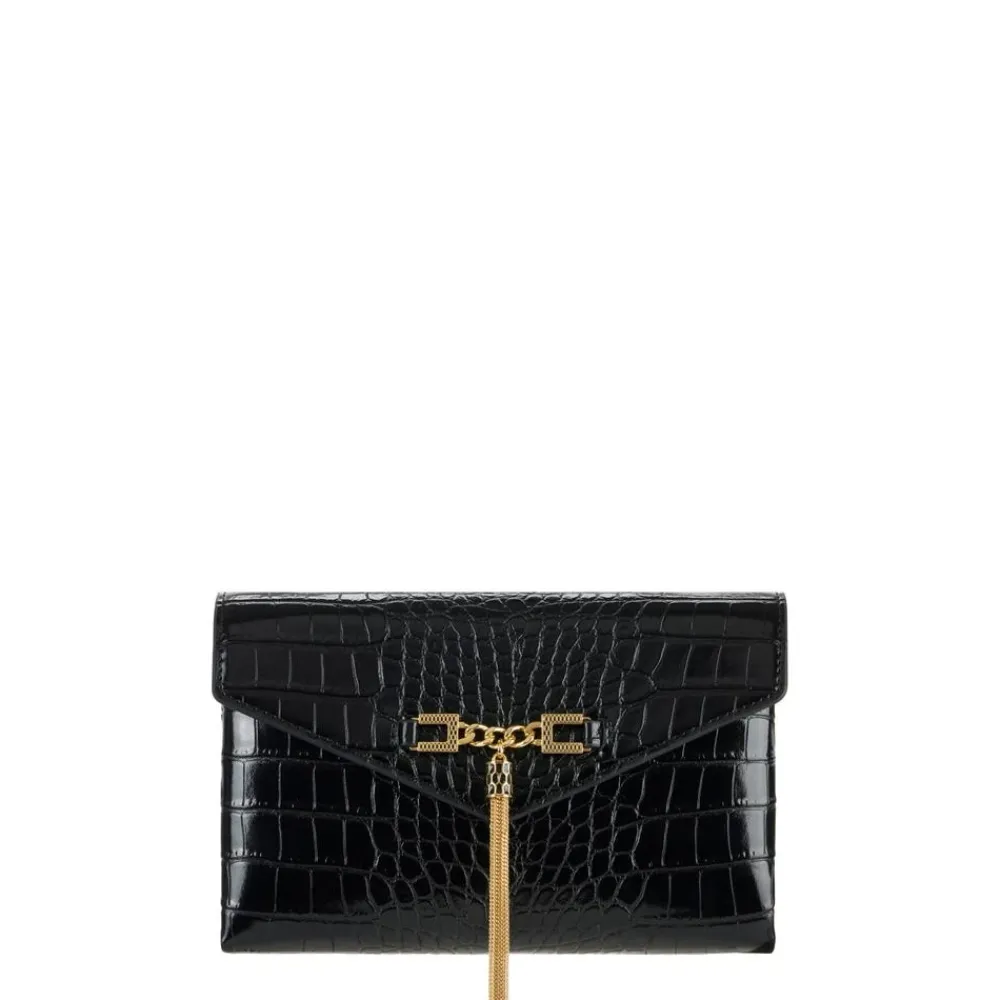 Clutch^Elisabetta Franchi Skuldertaske med Groumette-kæde Sort