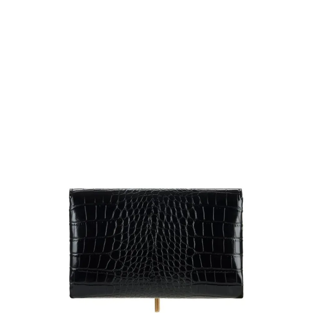 Clutch^Elisabetta Franchi Skuldertaske med Groumette-kæde Sort