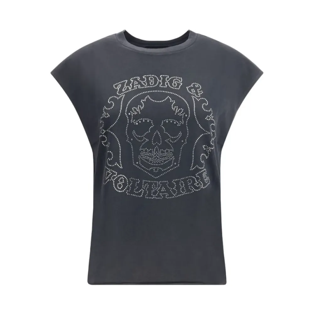 T-Shirts<Zadig & Voltaire Skull Strass T-Shirt Sort