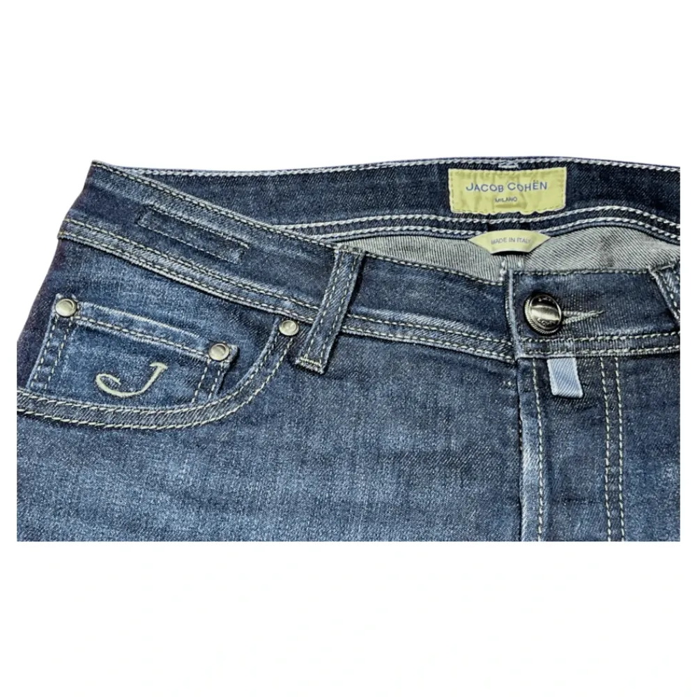 Jeans<Jacob Cohën Slim Carbon Label Mørk Vasket Jeans Blå