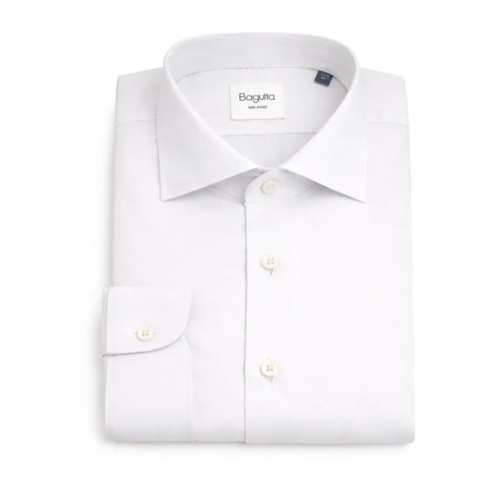 Skjorter<Bagutta Slim Fit bomuldsskjorte Hvid