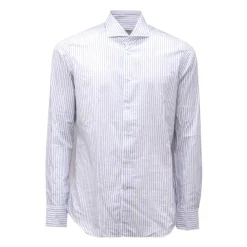 Skjorter<Bagutta Slim Fit Bomuldsskjorte Hvid/Blå Multifarvet