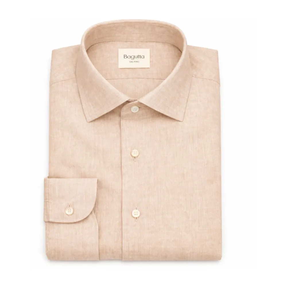 Skjorter<Bagutta Slim Fit Skjorte Beige