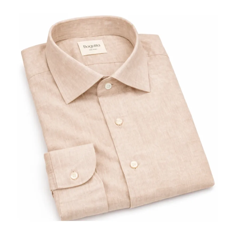 Skjorter<Bagutta Slim Fit Skjorte Beige