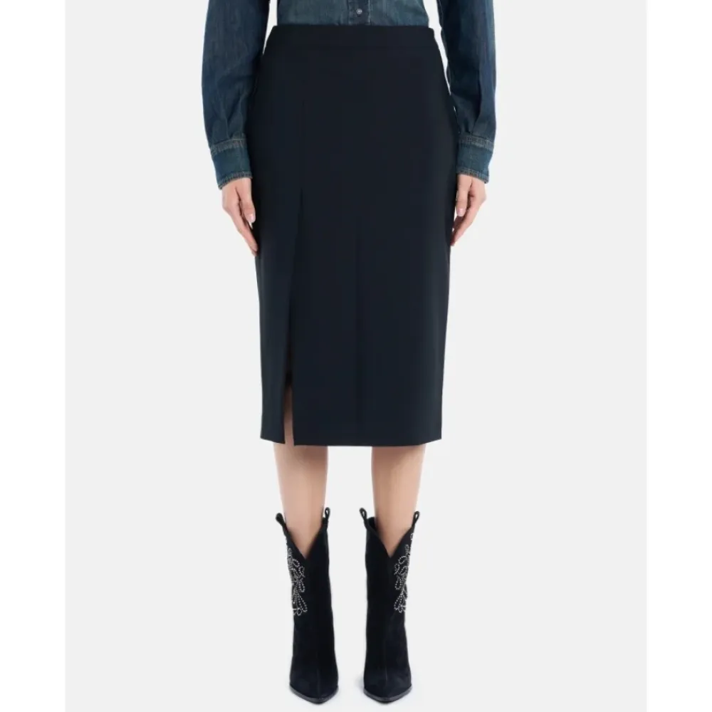Nederdele<Dondup Slim Fit Stretch Nederdel med Frontslids Sort
