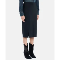 Nederdele<Dondup Slim Fit Stretch Nederdel med Frontslids Sort