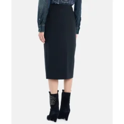 Nederdele<Dondup Slim Fit Stretch Nederdel med Frontslids Sort