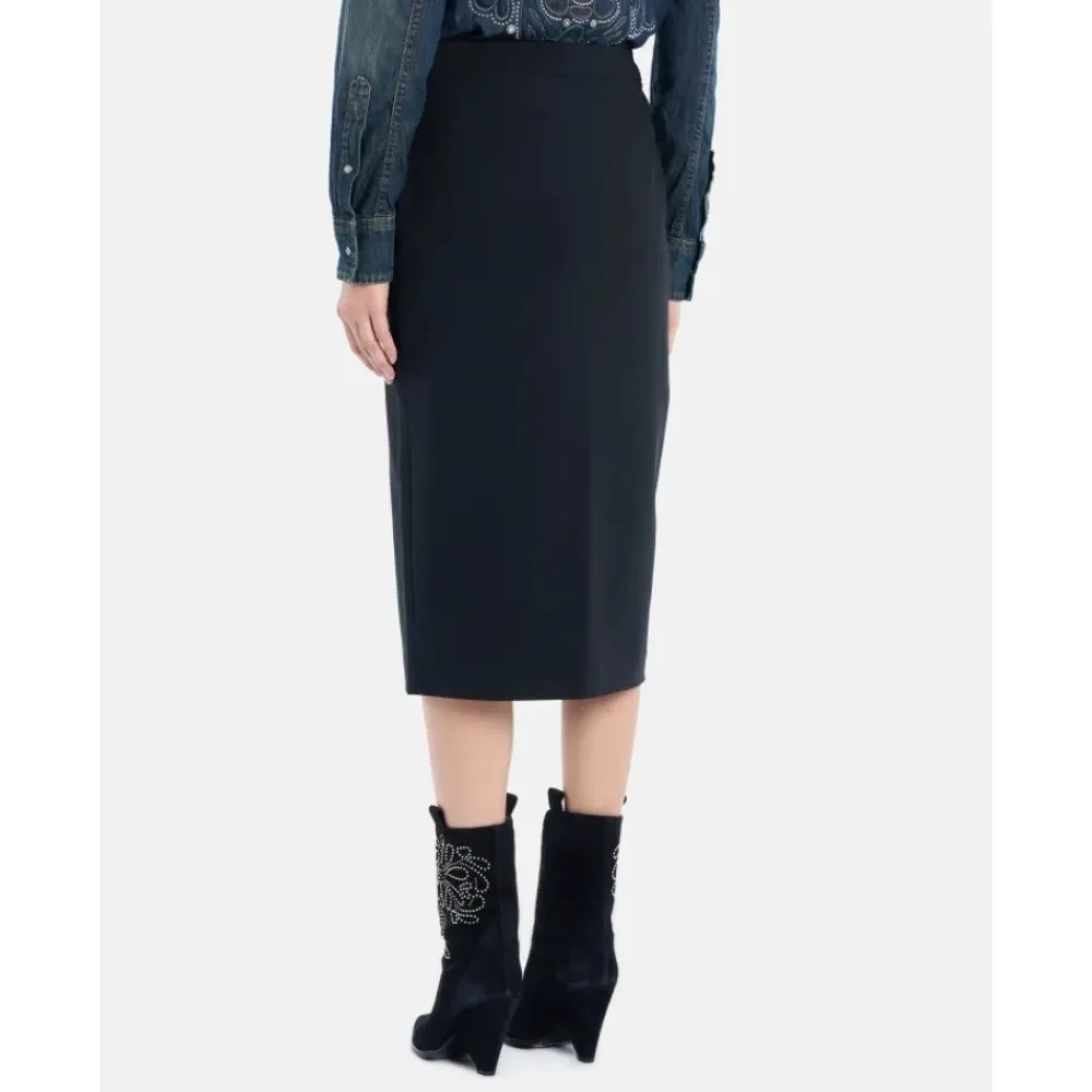 Nederdele<Dondup Slim Fit Stretch Nederdel med Frontslids Sort