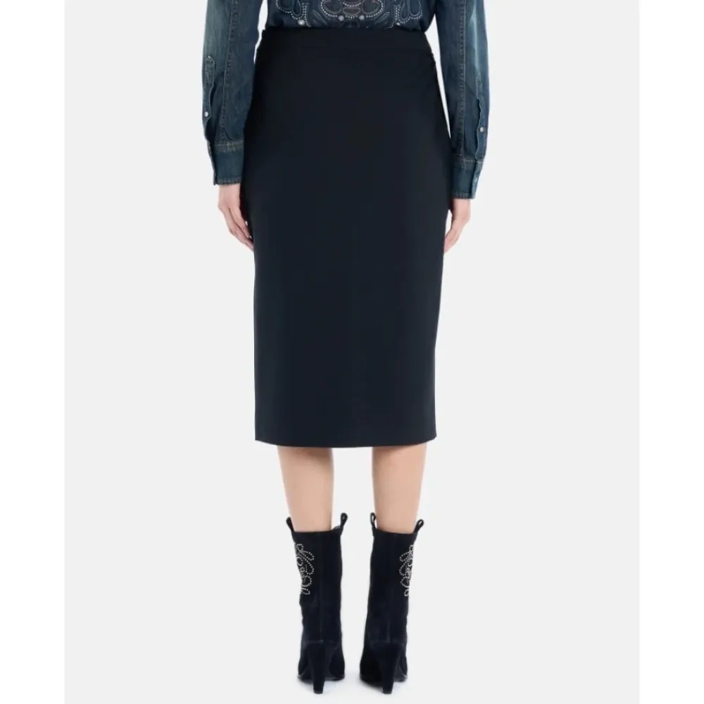 Nederdele<Dondup Slim Fit Stretch Nederdel med Frontslids Sort