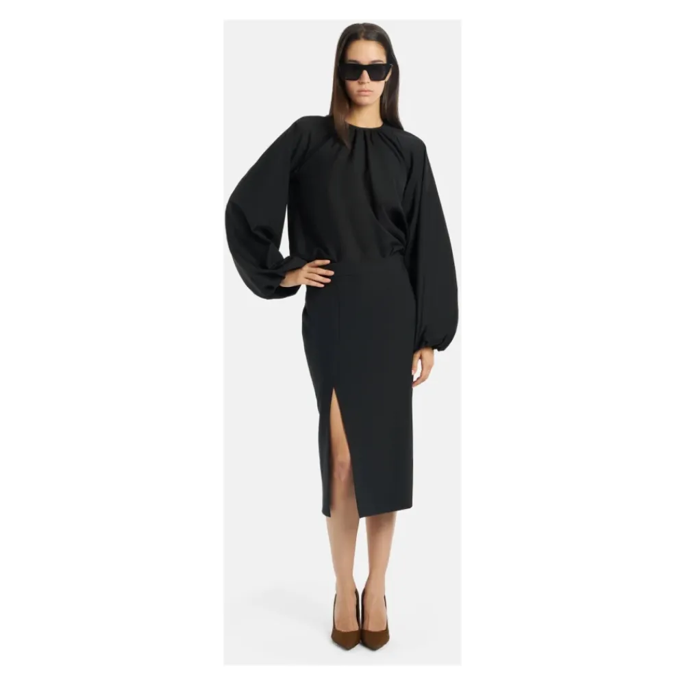 Nederdele<Dondup Slim Fit Stretch Nederdel med Frontslids Sort