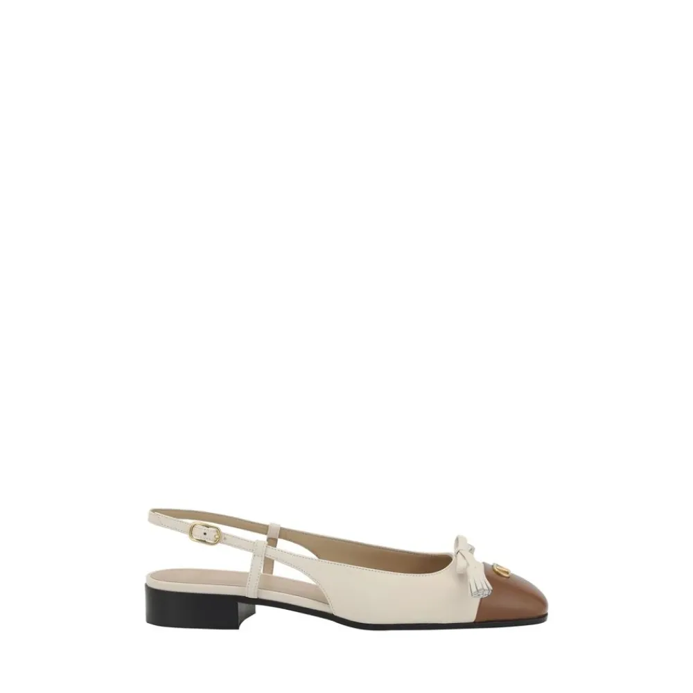 Ballerina Sko<Valentino Garavani Slingback Ballerinaer med Sløjfe Beige