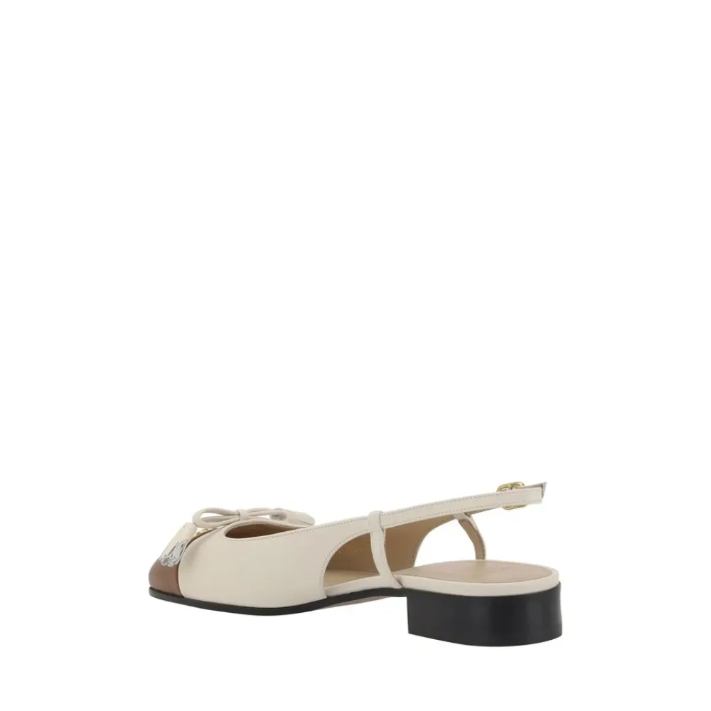 Ballerina Sko<Valentino Garavani Slingback Ballerinaer med Sløjfe Beige