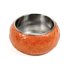 Smykker^Bottega Veneta Sølv Slange Læder Armbånd Orange