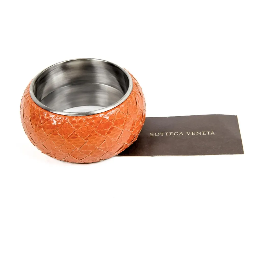 Smykker^Bottega Veneta Sølv Slange Læder Armbånd Orange