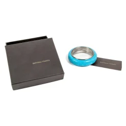 Smykker^Bottega Veneta Sølv Slange Læderarmbånd Blå