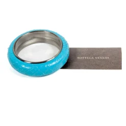 Smykker^Bottega Veneta Sølv Slange Læderarmbånd Blå
