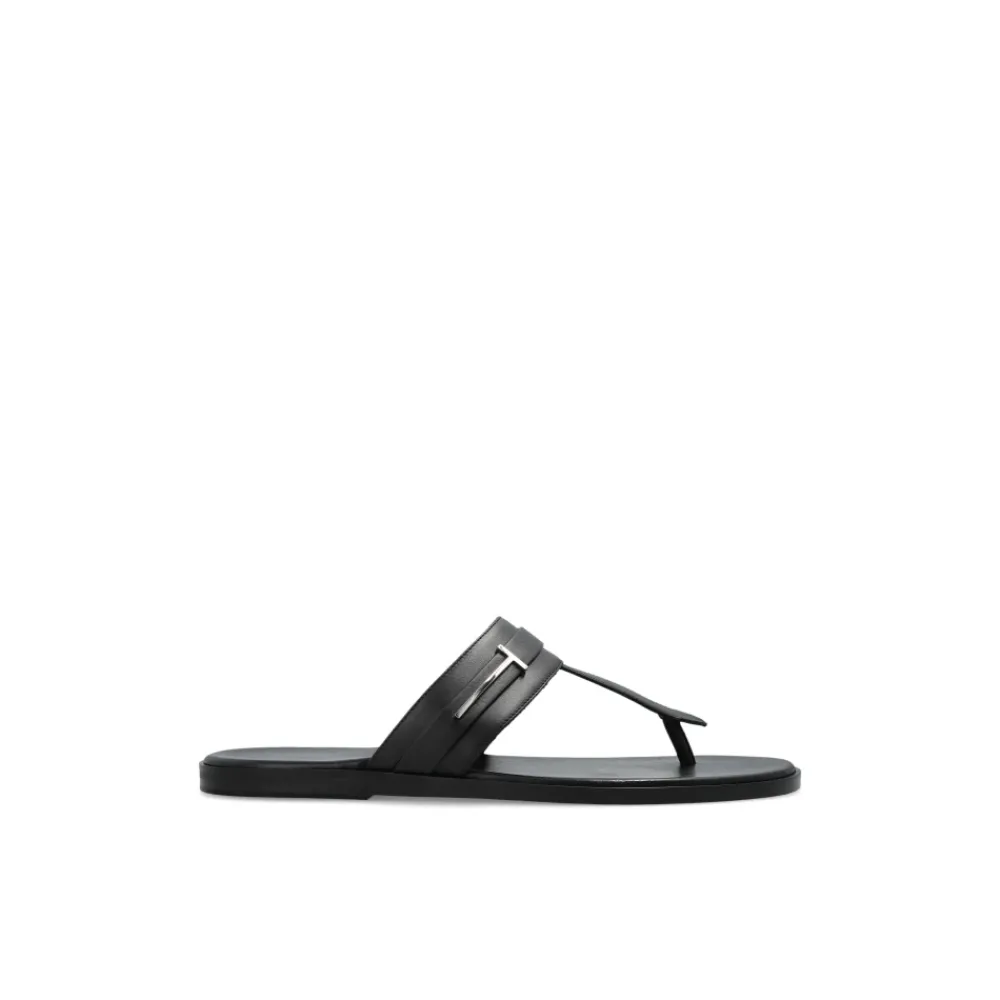 Sandaler<Tom Ford Smooth Leather T-Sandal Sort