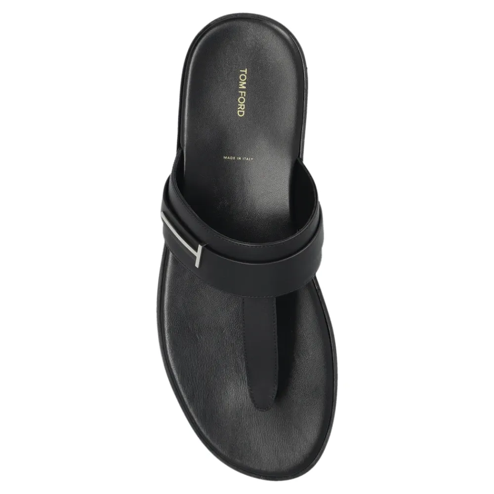 Sandaler<Tom Ford Smooth Leather T-Sandal Sort
