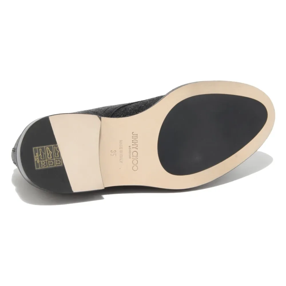 Snøresko^Jimmy Choo Snøresko i fladt læder Sort