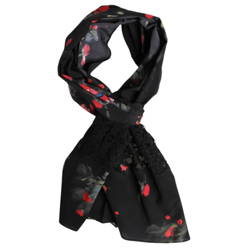 Halstørklæder Og Tørklæder^Dolce & Gabbana blomstret halsvarmer tørklæde Sort
