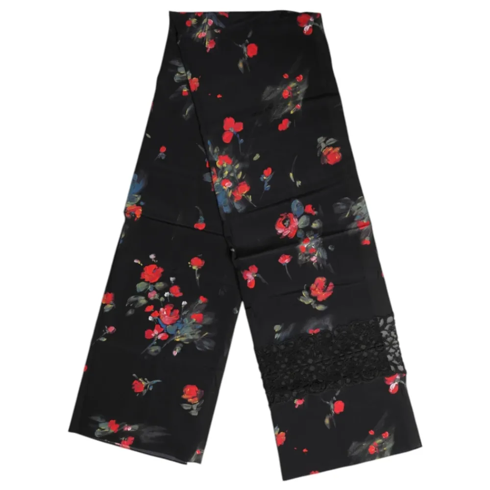 Halstørklæder Og Tørklæder^Dolce & Gabbana blomstret halsvarmer tørklæde Sort