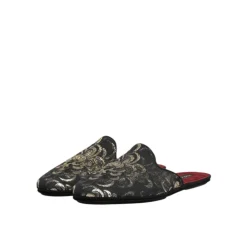 Hjemmesko<Dolce & Gabbana Blomstret Jacquard Slides Sko Sort
