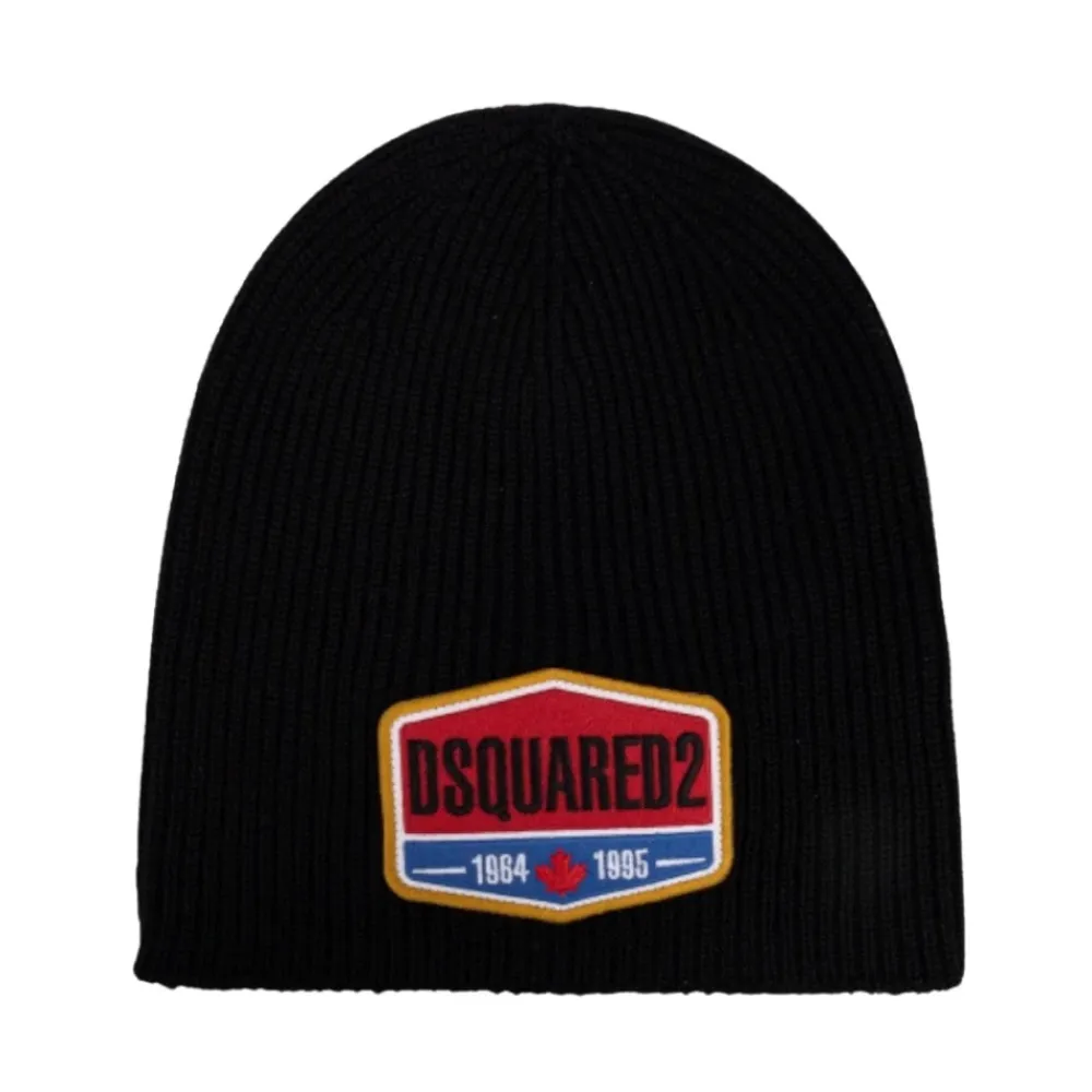 Huer, Kasketter & Hatte^Dsquared2 Bomulds Beanie - Tag Patch Sort