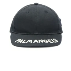 Huer & Kasketter^Palm Angels Bomulds Logo Cap med Flad Skygge Sort
