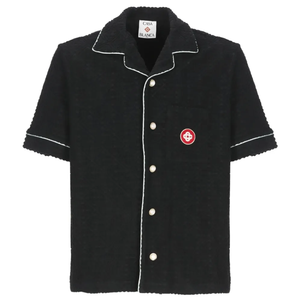 Skjorter^Casablanca Bomuldsskjorte med Monogram Mønster Sort