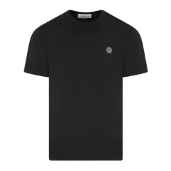 T-Shirts<Stone Island Bomuldst-shirt med Logomærke Sort